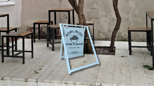 Contemporary Marks Custom Sidewalk Metal A Frame in White Frame with White Board