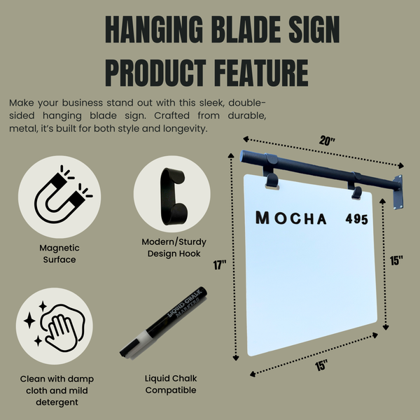 Projection metal sign product feature for black frame in white board