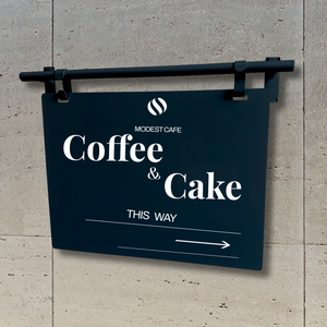 Contemporary Marks Landscape Hanging Menu Coffee & Cake - Black on Black