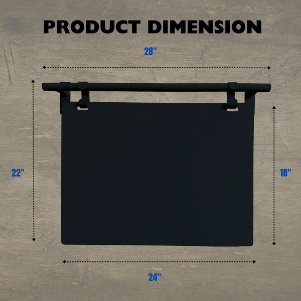 Contemporary Marks Landscape Hanging Menu Sign product dimensions in black frame with black board