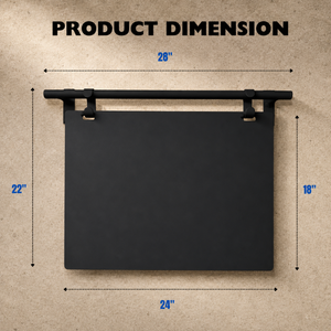 Contemporary Marks Landscape Hanging Menu Sign product dimensions in black frame with black board