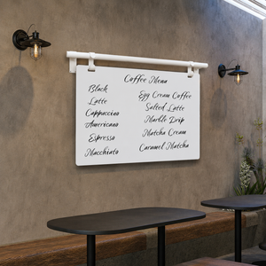 Contemporary Marks Landscape Minimalist Style Coffee Shop Sign - White Frame with White Board