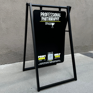 Large Metal 24x38 Sandwich Board with Doubled Sided Chalkboard Sign Black Frame with Black Board