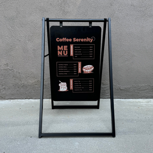 Modern Large Metal 24x38 Sandwich Magnetic Menu Board with Doubled Sided Chalkboard Sign Black Frame with Black Board