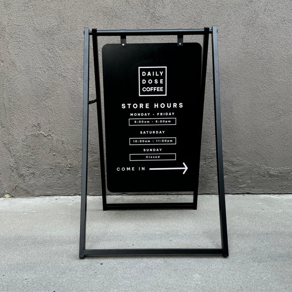Large Metal 24x38 Sandwich Magnetic Menu Board with Doubled Sided Chalkboard Sign Black Frame with Black Board