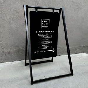 Modern Large Metal Board 24x38 A Frame with Doubled Sided Chalkboard Sign Black Frame with Black Board