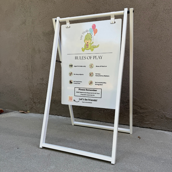 Contemporary Large Metal 24x38 A Frame with Doubled Sided Chalkboard Sign White Frame with White Board
