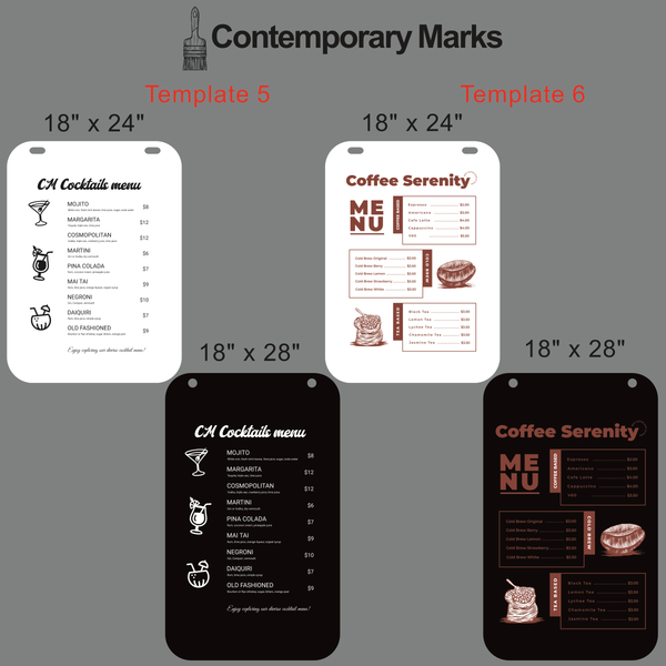 Contemporary Marks pre-set templates for large magnetic sandwich board for menu board and coffee shop menu