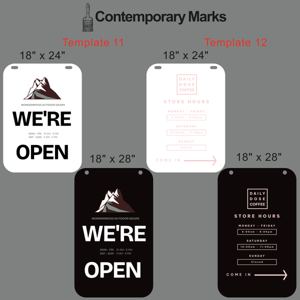 Contemporary Marks pre-set templates for large magnetic sandwich board for business hours and open/close sign