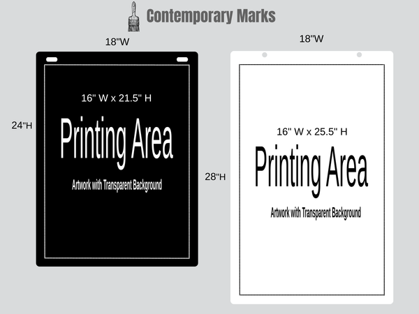 Sign with dimensions and Printing Area for custom artwork