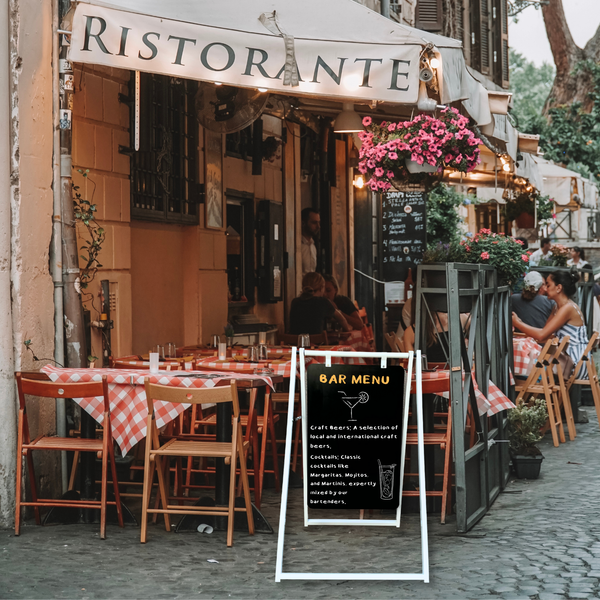Modern Large Metal 24x38 Sandwich Magnetic Menu Board with Doubled Sided Chalkboard Sign for Bar Menu