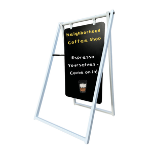 Modern Large Metal Board 24x38 A Frame with Doubled Sided Chalkboard Coffee Shop Sign White Frame with Black Board