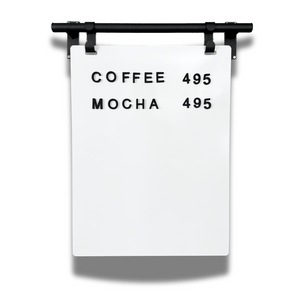 Hanging Menu Sign with Magnetic Surface - Black Frame with White Board