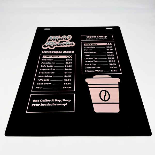 Personalized coffee hanging menu sign in 18x24