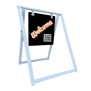 Welcome modern sign frame with 'Welcome' and QR code