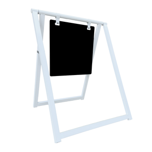 White sidewalk frame sign with a black board 