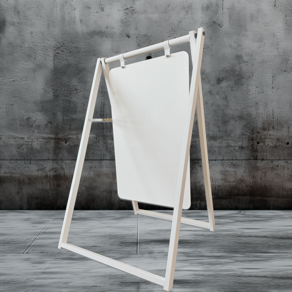 White business metal sidewalk sign
