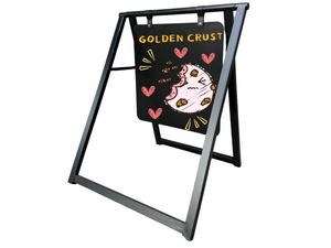 Black Metal a frame sign with cookies logo on a black board in a white background