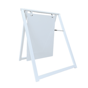 Street Business Sign in white frame with a white metal board
