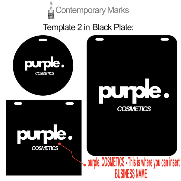 Contemporary Marks pre-set templates for business logo outdoor hanging sign in black plate