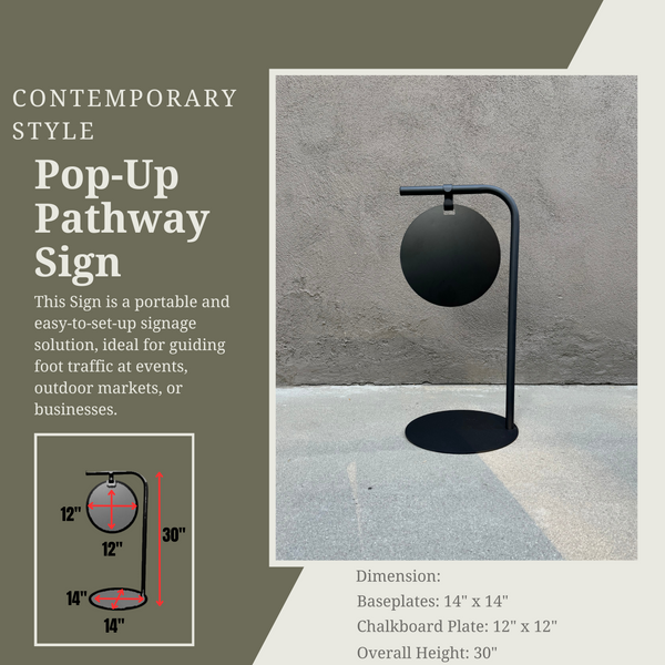 Contemporary Metal Pop-Up Pathway 14x30 Sign Frame Magnetic Board Sign Product Dimension Black Frame with Black Board
