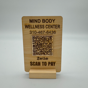 Personalized QR code stand for Zelle
