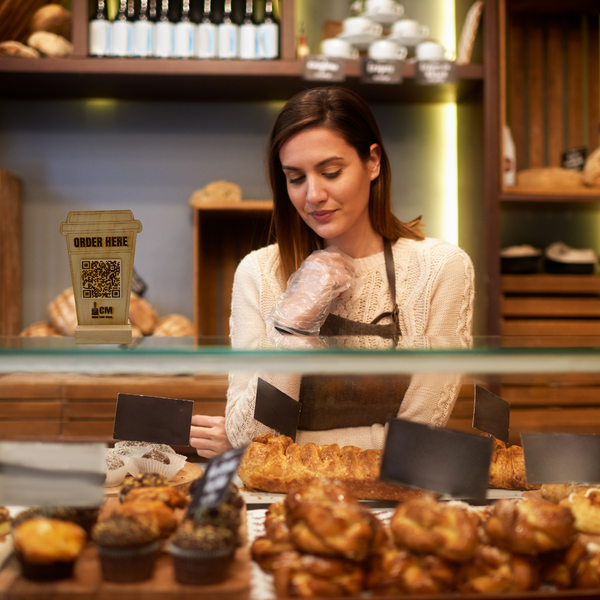 Custom Wooden Engraved Sign with QR Code - Restaurant Series