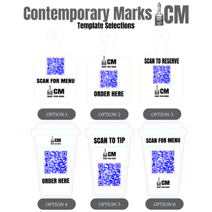 Contemporary Marks QR Code Display Template Selections for restaurant and cafe