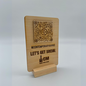 Wooden QR Code Signage Stand for Social Media