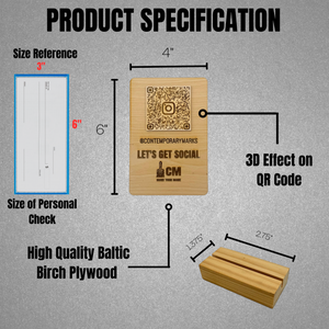 Wooden QR Code Signage Stand for Social Media Product Specification
