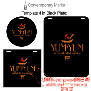 Contemporary Marks pre-set templates for restaurant logo signs with modern sign in black metal