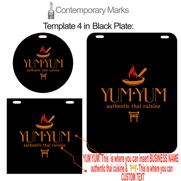 Contemporary Marks pre-set templates for restaurant logo signs with modern sign in black metal