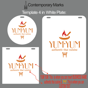 Contemporary Marks pre-set templates for restaurant logo signs with modern sign in white metal