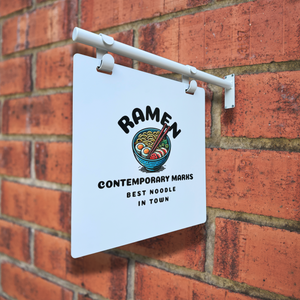Custom Metal Blade Sign White frame with white metal board
