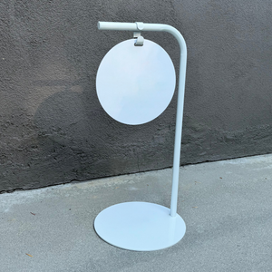 Contemporary Round Sidewalk Pathway Sign 14x30 Frame Magnetic Board with Doubled Sided Chalkboard Sign White Frame with White Board