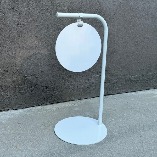 Contemporary Round Sidewalk Pathway Sign 14x30 Frame Magnetic Board with Doubled Sided Chalkboard Sign White Frame with White Board