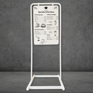 Retail Business Swing Sign Display with Coffee Menu