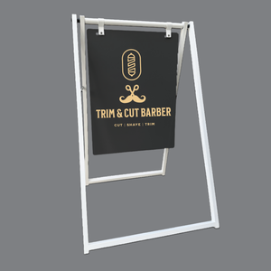 A-frame sign for Trim & Cut Barber 