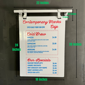 Minimalist Style Custom Hanging Magnetic Menu Board Product Dimension