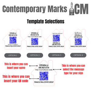 Contemporary Marks Realtor marketing QR Code sign template selections
