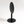A minimalist black oval tabletop display in a side view