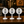 Three white circular bar table signs with QR codes and the Hop & Barrel Brewing Co. logo, displayed on a dark wooden bar counter in a bar setting.